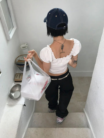 LACE EDGE SLIT BLOUSE